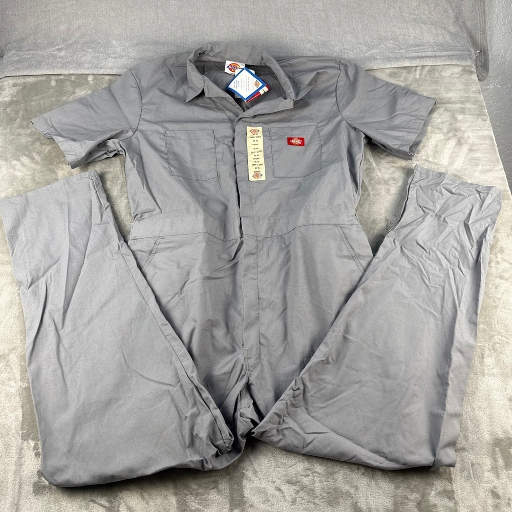 Dickies Mens Short Sleeve Coveralls Gray Workwear Jumpsuit 46 RG NWT